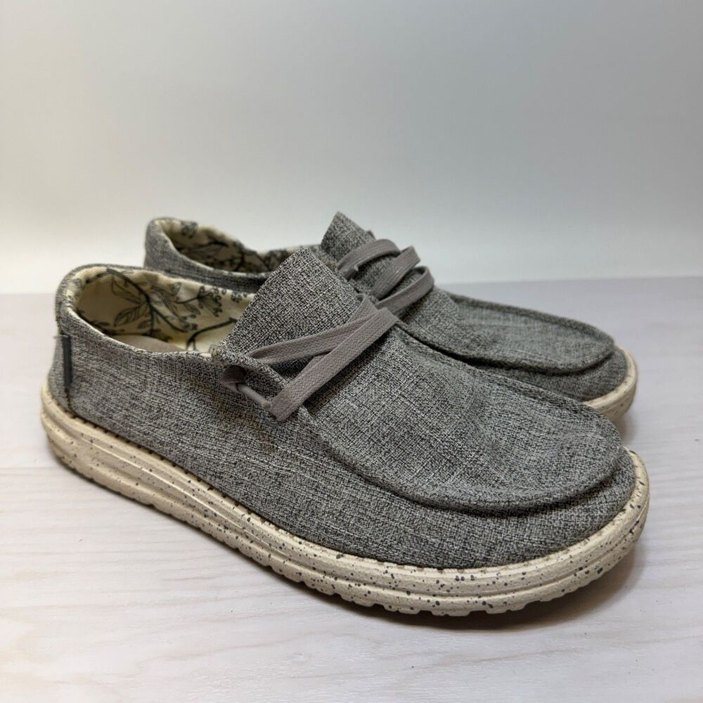 Hey Dude Wendy Linen‎ Iron Gray Women's Size 8 US 39 EU Slip On